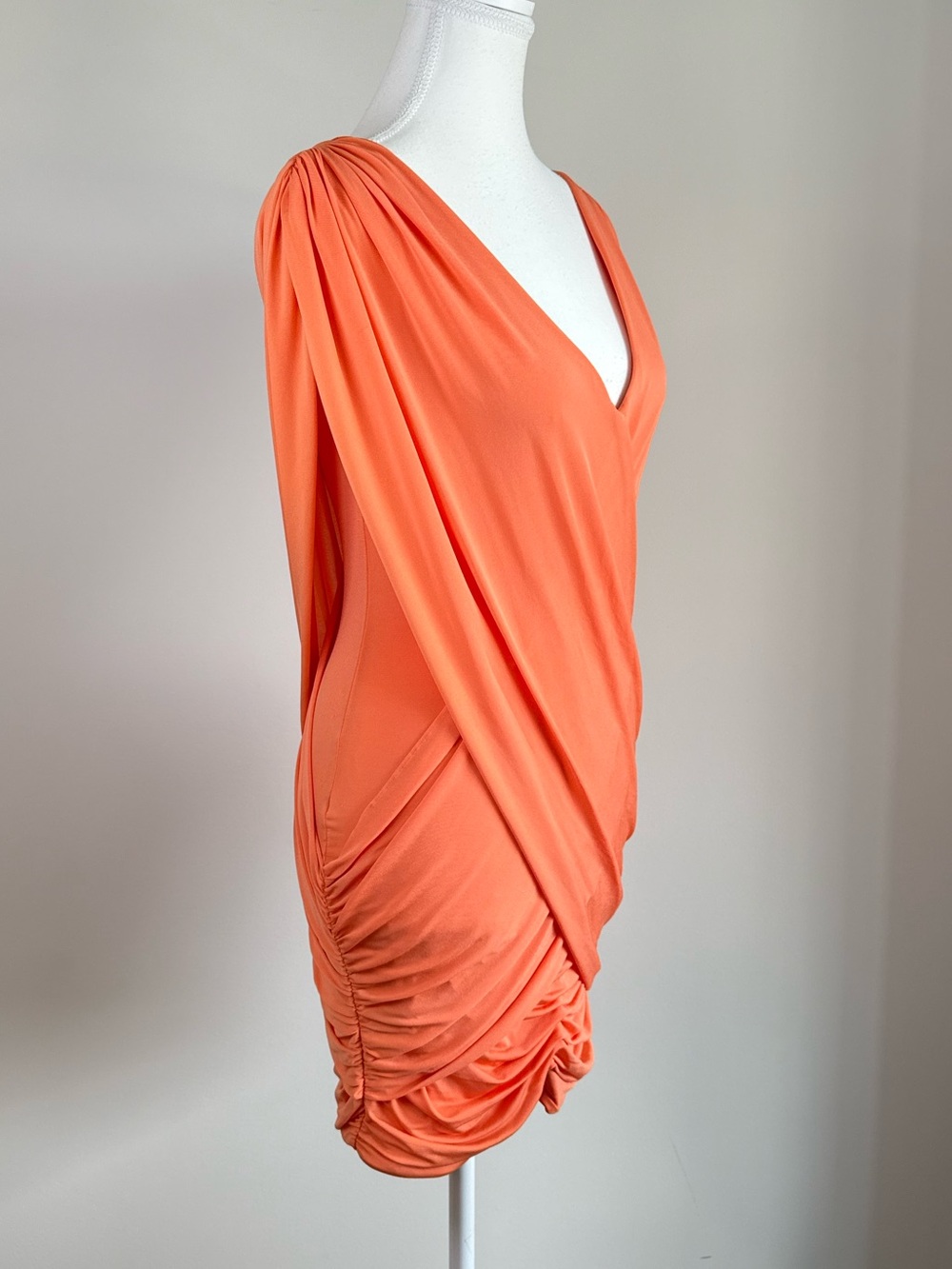 BCBGMAXAZRIA Alondra Melon Draped Bodycon Mini Dress NWT Small - Picture 3 of 6